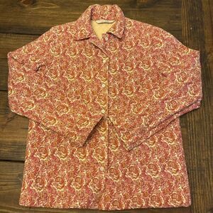 Vintage Laura Ashley Pink Paisley Quilted Coat, Small, Button Up​‎